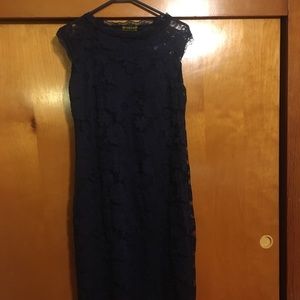 Navy Lace Shift Dress